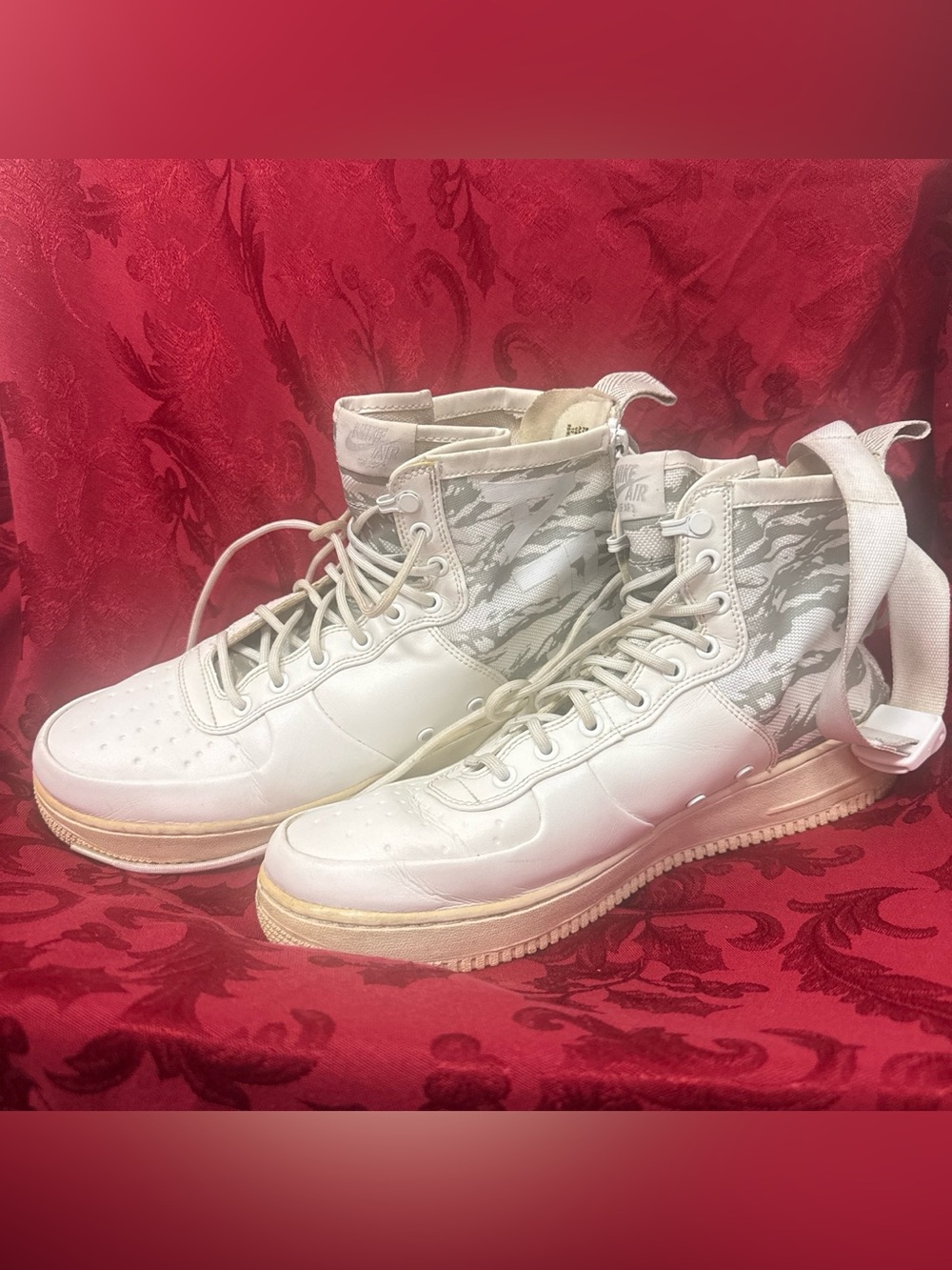 Nike SF AF1 white and  Gray Camo High-Top Sneakers
